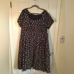 Womens Plus Size 20 navy short sleeve dress Lined cotton with detail